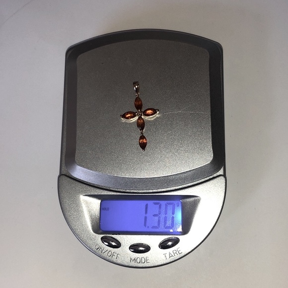 Solid 14K Yellow Gold Citrine Topaz ? Diamond Cross Pendant Charm - Picture 7 of 7